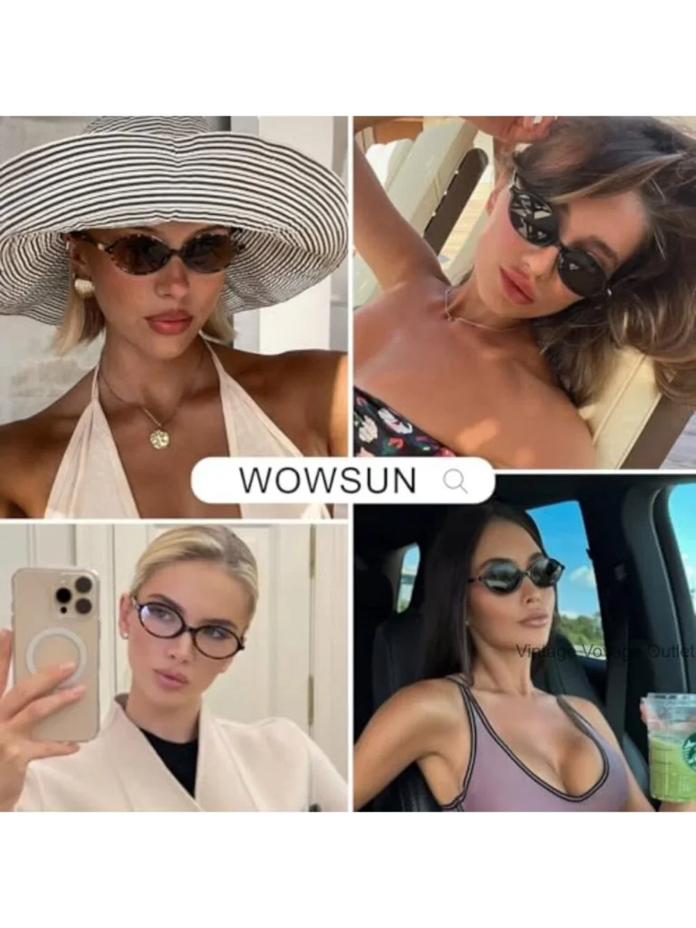 Retro Oval Acetate Sunglasses UV400 Protection Women 90s Vintage Shades
